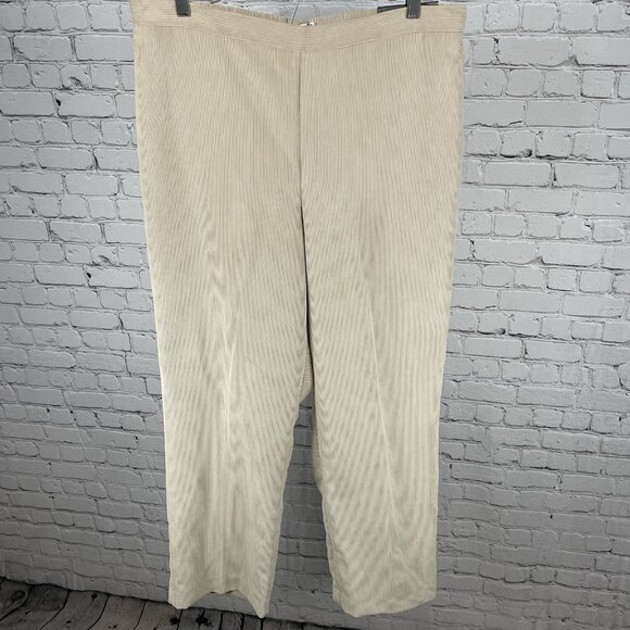 NWT Alfred Dunner Beige Corduroy Elastic Waist Lightweight Pants Size 16 (34x30) - Picture 1 of 11
